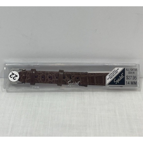 14mm Speidel Gator Lizard Grain Stitched‎  Leather Ladies Brown Watch Band NEW - Picture 1 of 13